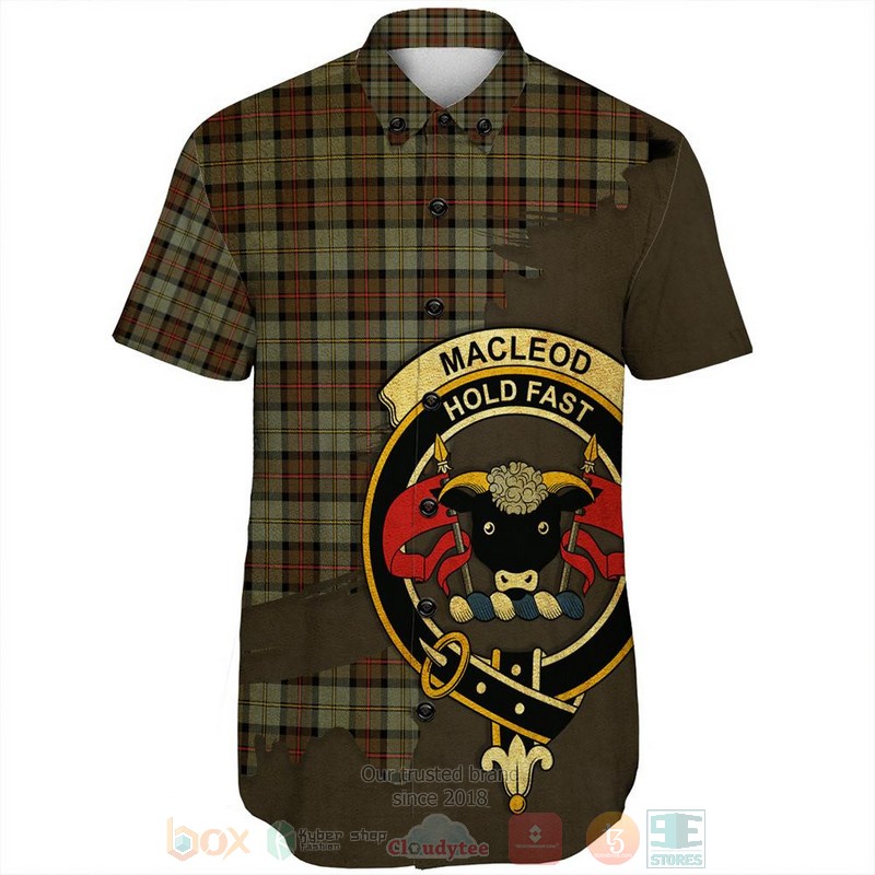 BEST MacLeod of Lewis Ancient Tartan Crest Personalized Aloha Shirt 2 MacLeod of Lewis Ancient Tartan Crest Custom Name Short Sleeve Hawaiian Shirt 1
