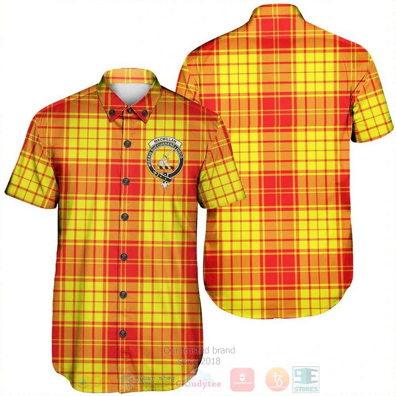 BEST MacMillan Clan Tartan Crest Aloha Shirt 1 MacMillan Clan Tartan Crest Short Sleeve Hawaiian Shirt