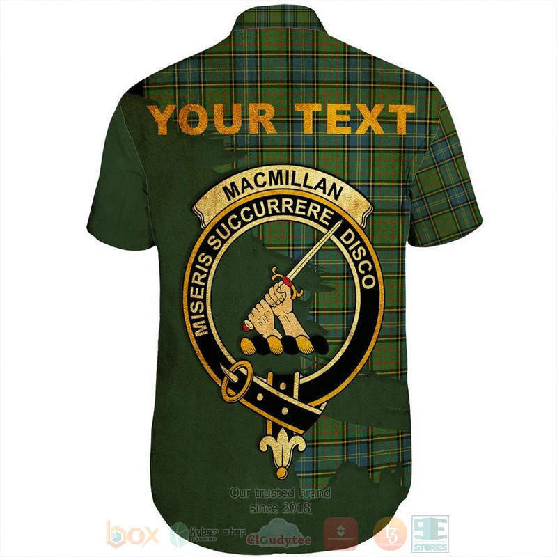 MacMillan Hunting Modern Tartan Crest Custom Name Short Sleeve Hawaiian Shirt 1 2