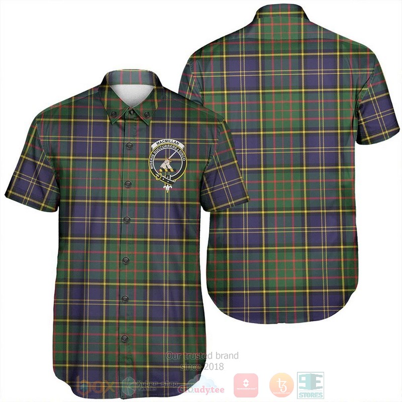 MacMillan Hunting Modern Tartan Crest Short Sleeve Hawaiian Shirt