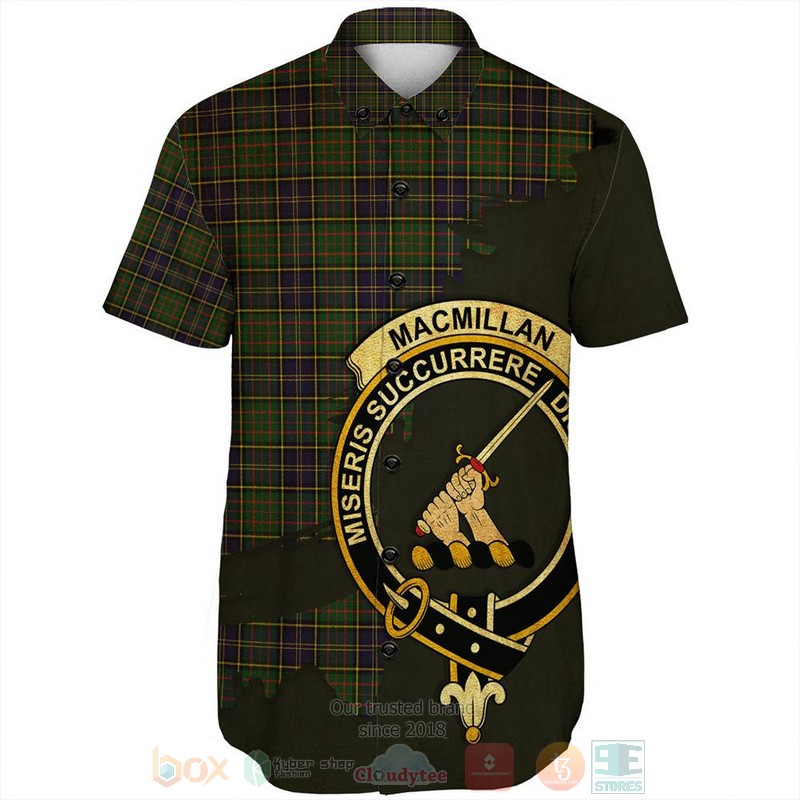 BEST MacMillan Old Ancient Tartan Crest Personalized Aloha Shirt 2 MacMillan Old Ancient Tartan Crest Custom Name Short Sleeve Hawaiian Shirt 1
