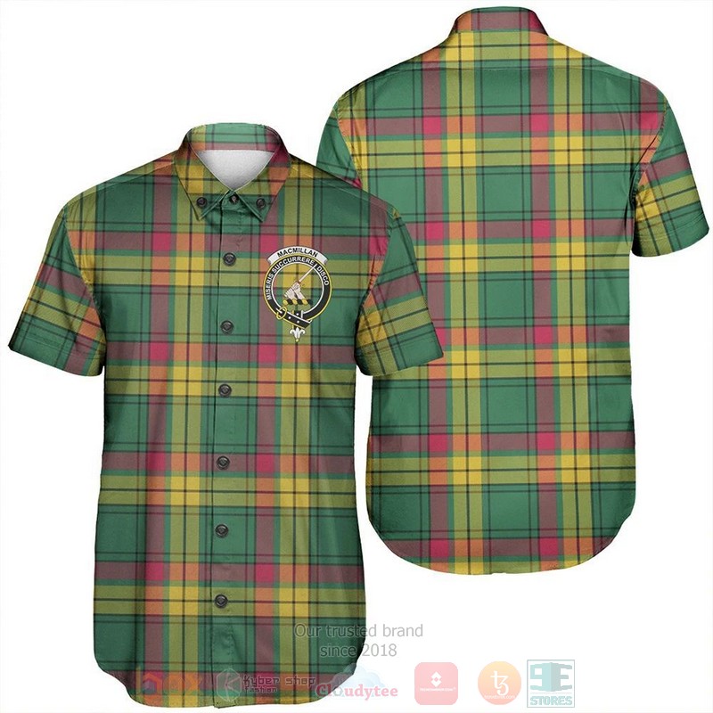 BEST MacMillan Old Ancient Tartan Crest Aloha Shirt 1 MacMillan Old Ancient Tartan Crest Short Sleeve Hawaiian Shirt