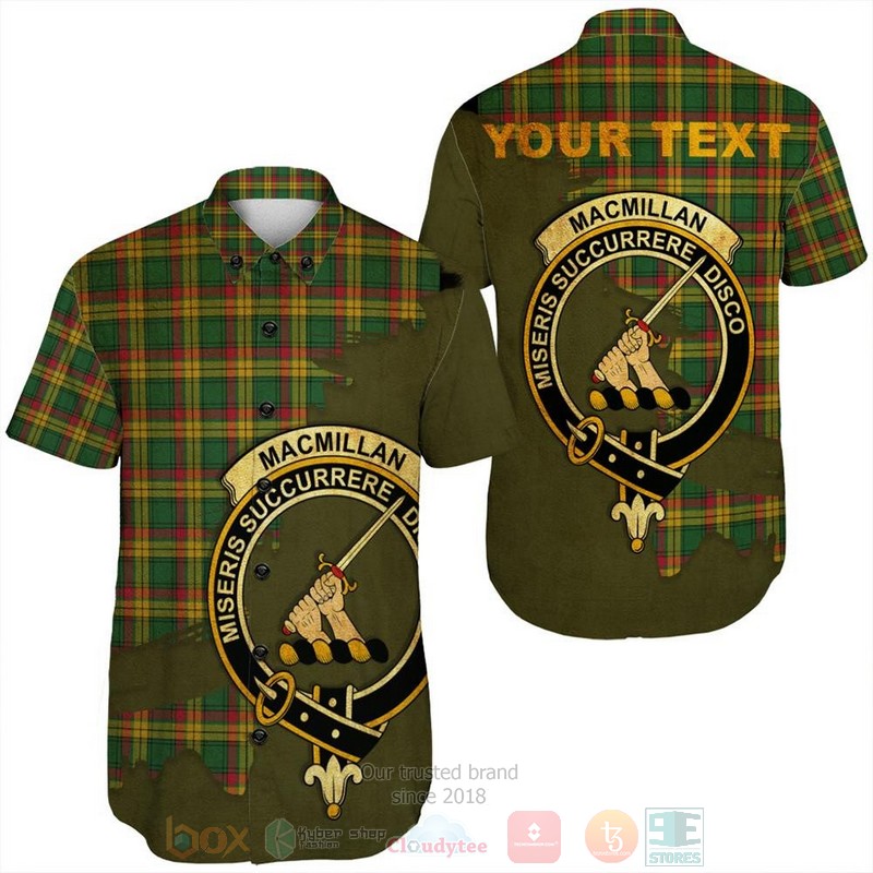 BEST MacMillan Old Modern Tartan Crest Personalized Aloha Shirt 7 MacMillan Old Modern Tartan Crest Custom Name Short Sleeve Hawaiian Shirt