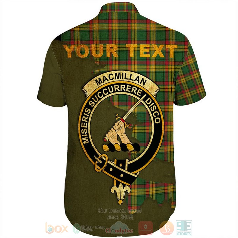 MacMillan Old Modern Tartan Crest Custom Name Short Sleeve Hawaiian Shirt 1 2