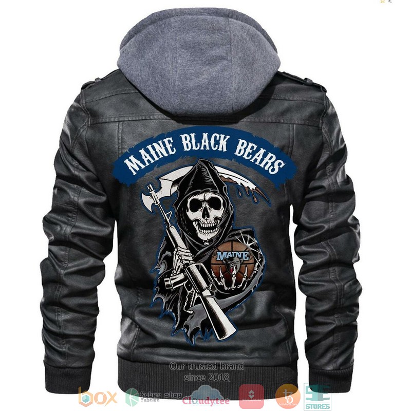 Maine Black Bears NCAA Basketball Sons Of Anarchy Black Leather Jacket