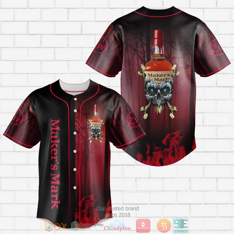 Makers Mark Flame Skull Baseball Jersey