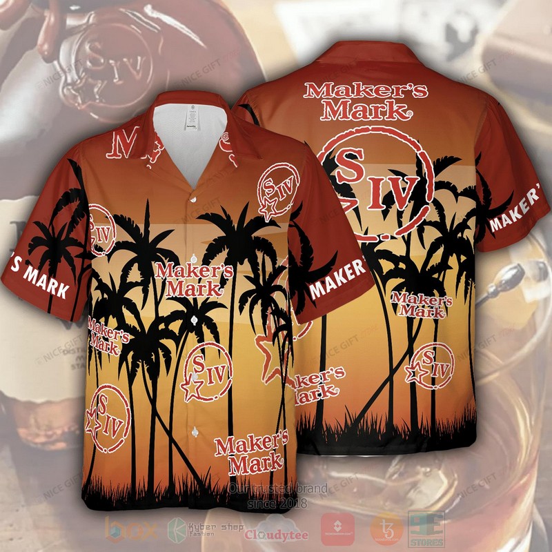 Makers Mark palm tree Hawaiian shirt