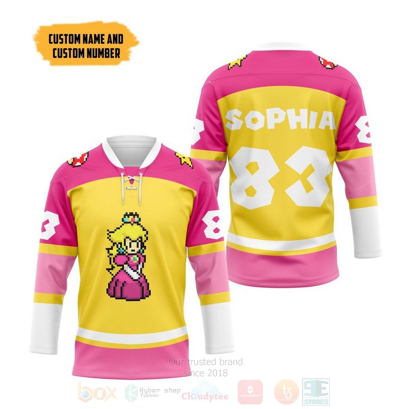 Mario Princess Peach Sports Personalized Hockey Jersey 1