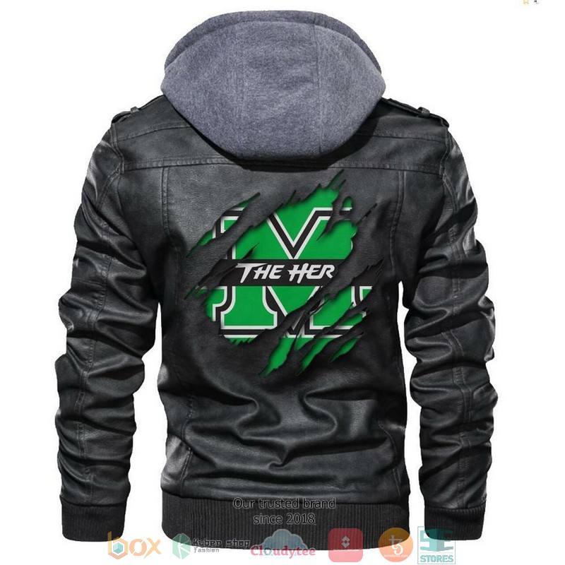 Marshall Thundering Herd NCAA Black Leather Jacket