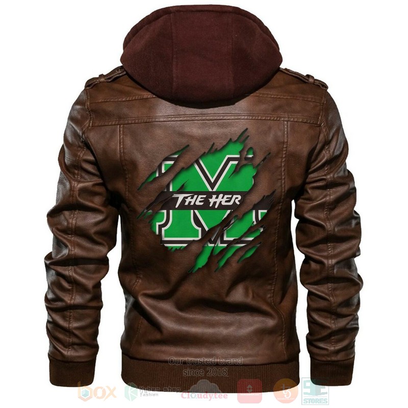 Marshall Thundering Herd NCAA Brown Motorcycle Leather Jacket