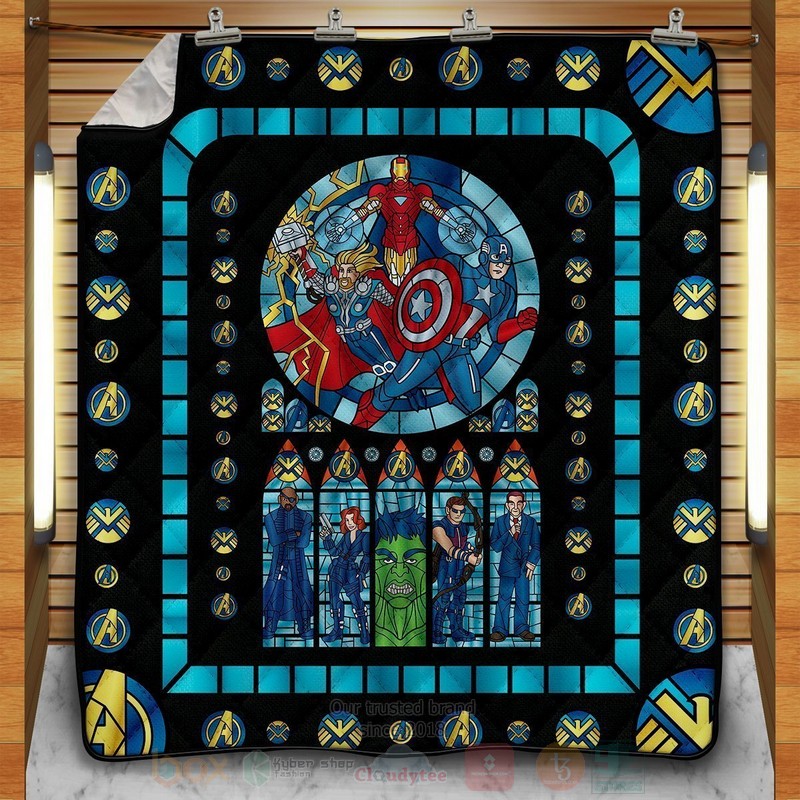 BEST Marvel Avengers Stained Glass Quilted Fabric 1 Marvel Avengers Stained Glass Quilt