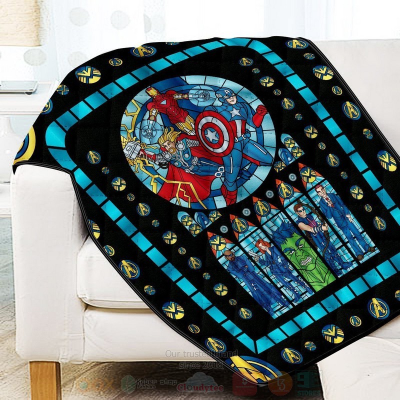 BEST Marvel Avengers Stained Glass Quilted Fabric 3 Marvel Avengers Stained Glass Quilt 1 2