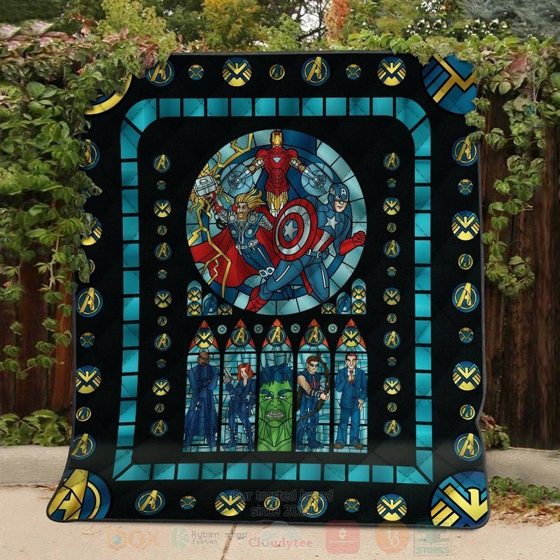 BEST Marvel Avengers Stained Glass Quilted Fabric 4 Marvel Avengers Stained Glass Quilt 1 2 3