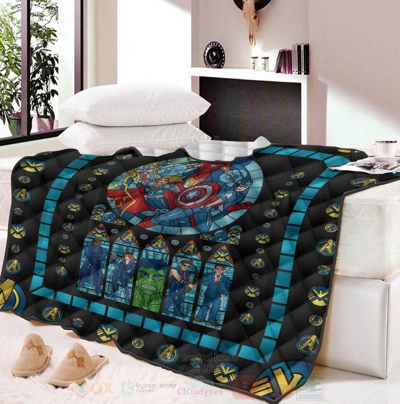 BEST Marvel Avengers Stained Glass Quilted Fabric 5 Marvel Avengers Stained Glass Quilt 1 2 3 4
