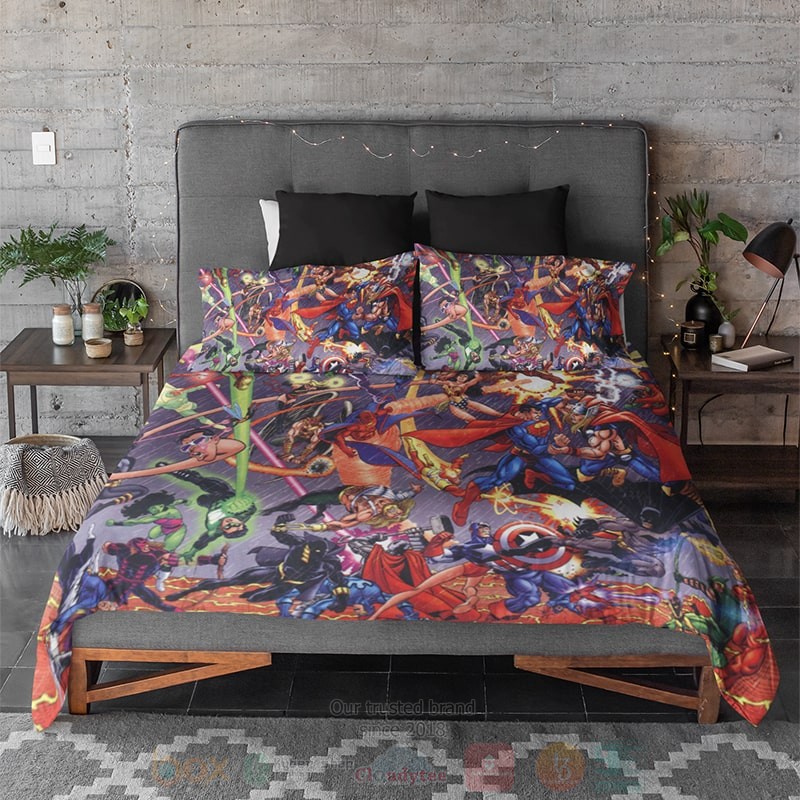 Marvel DC All Heroes Fight Embossed Bedding Set 1