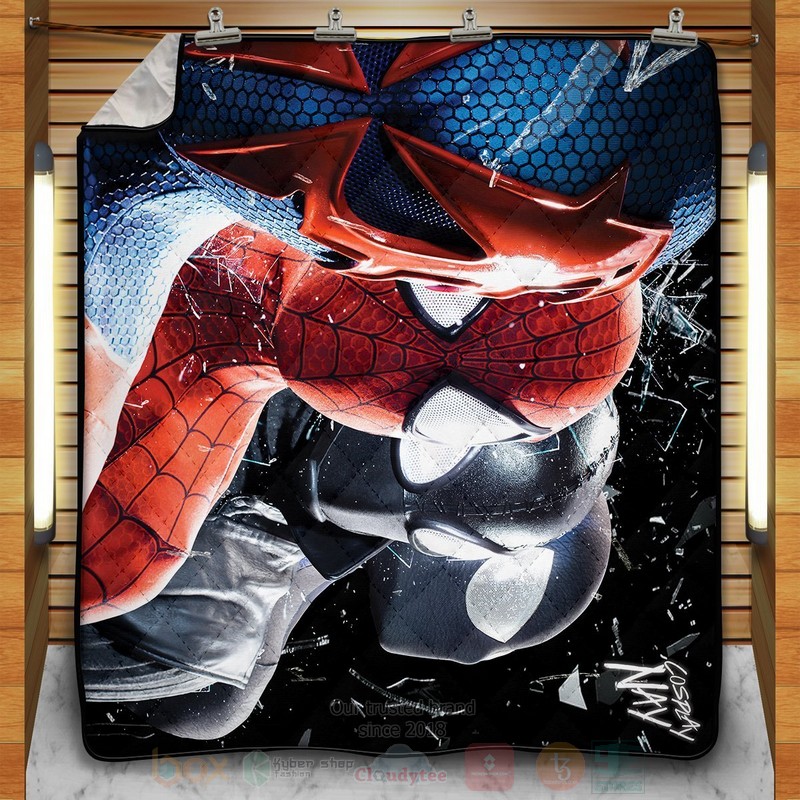 BEST Marvel Multiverse Spider-man - Signed Quilted Fabric 12 Marvel Multiverse Spider man Signed Quilt