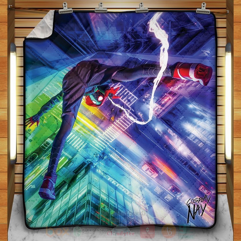 BEST Marvel Spider-Man Web Slinger Miles - Signed Quilted Fabric 1 Marvel Spider Man Web Slinger Miles Signed Quilt