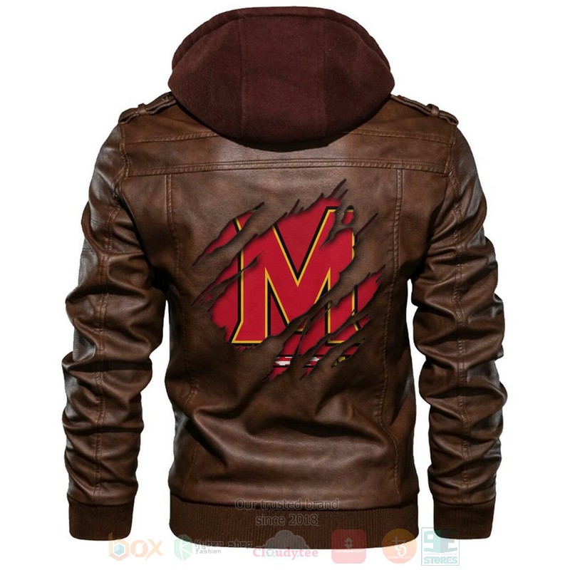 Maryland Terrapins NCAA Brown Motorcycle Leather Jacket