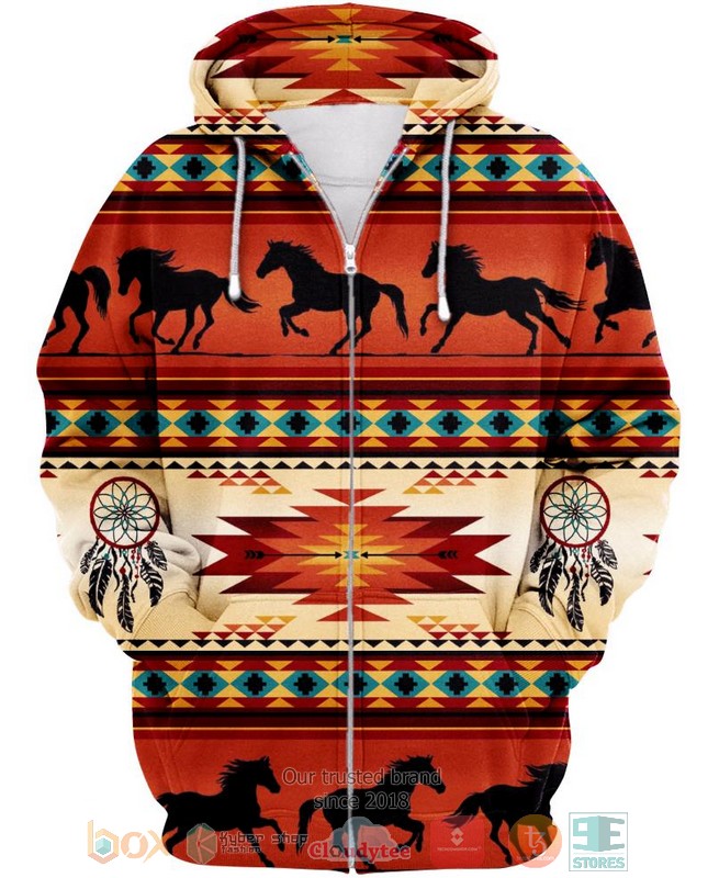 HOT Native Horse Pattern All Over Printed 3D Shirt, Hoodie 5 Native Horse Pattern 3D Shirt Hoodie 1 2 3 4