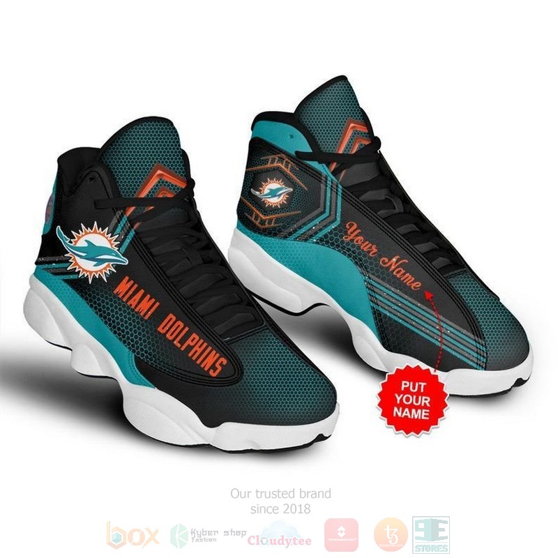Miami Dolphins Football NFL Custom Name Air Jordan 13 Shoes