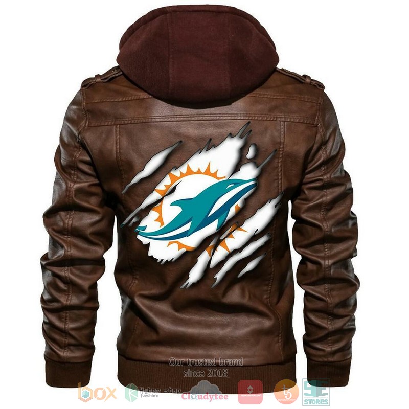 HOT Miami Dolphins NFL Football Jacket Leather 6 Miami Dolphins NFL Football Leather Jacket
