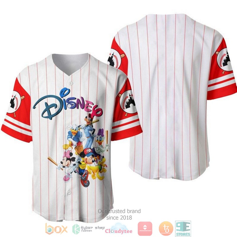 Mickey Mouse Friends Disney Pinstripe White Baseball Jersey