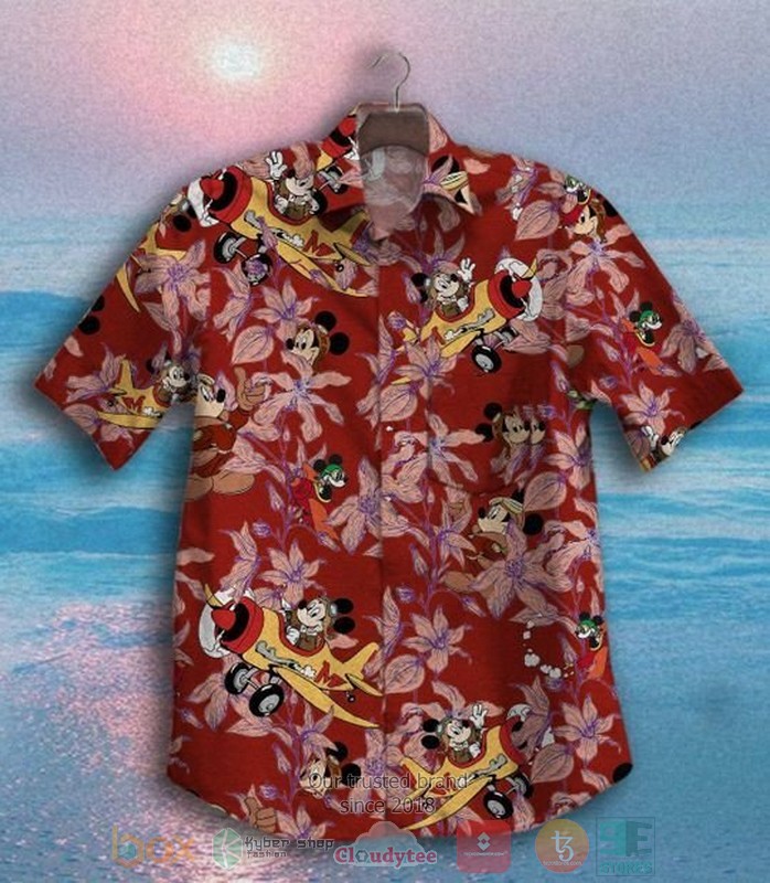 Mickey Mouse flowers red Hawaiian Shirt