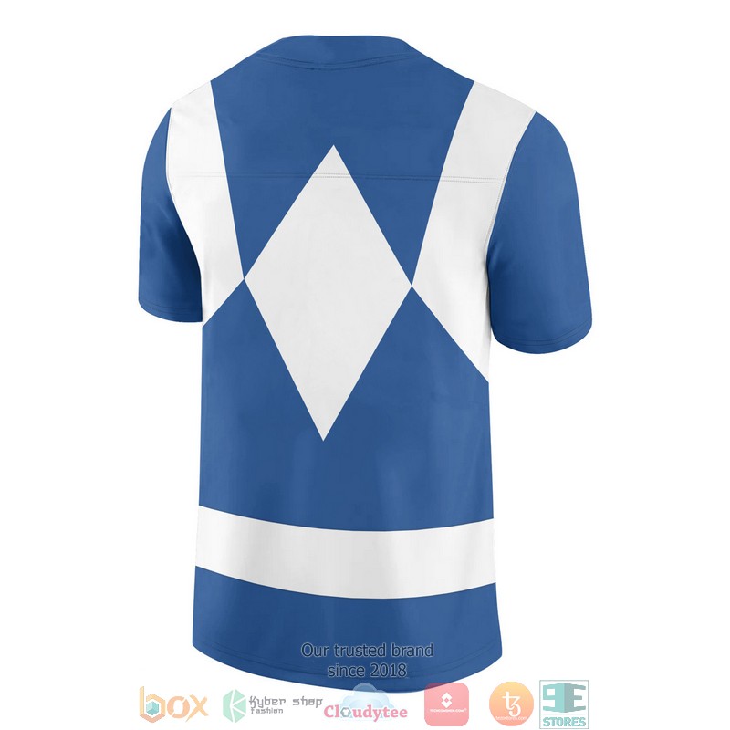 NEW Mighty Morphin Blue Power Rangers Costume Football jersey shirt 2 Mighty Morphin Blue Power Rangers Costume Football Jersey 1