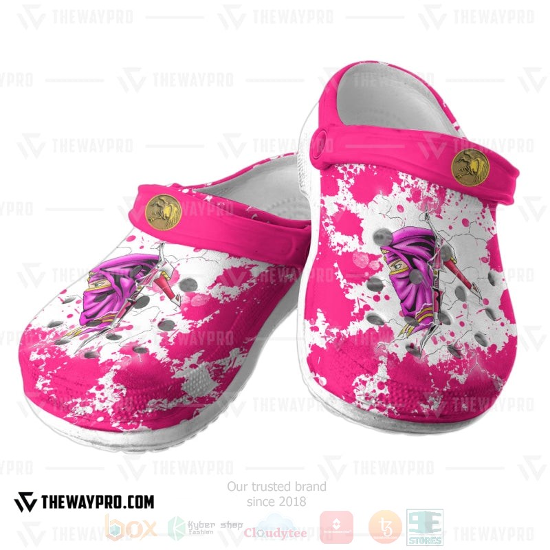 BEST Mighty Morphin Ninjetti Pink Crane Ranger Custom Clogs Shoes 3 Mighty Morphin Ninjetti Pink Crane Ranger Custom Clogs 1 2