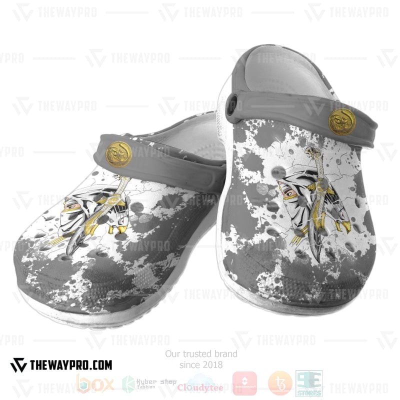 BEST Mighty Morphin Ninjetti White Falcon Ranger Custom Clogs Shoes 3 Mighty Morphin Ninjetti White Falcon Ranger Custom Clogs 1 2