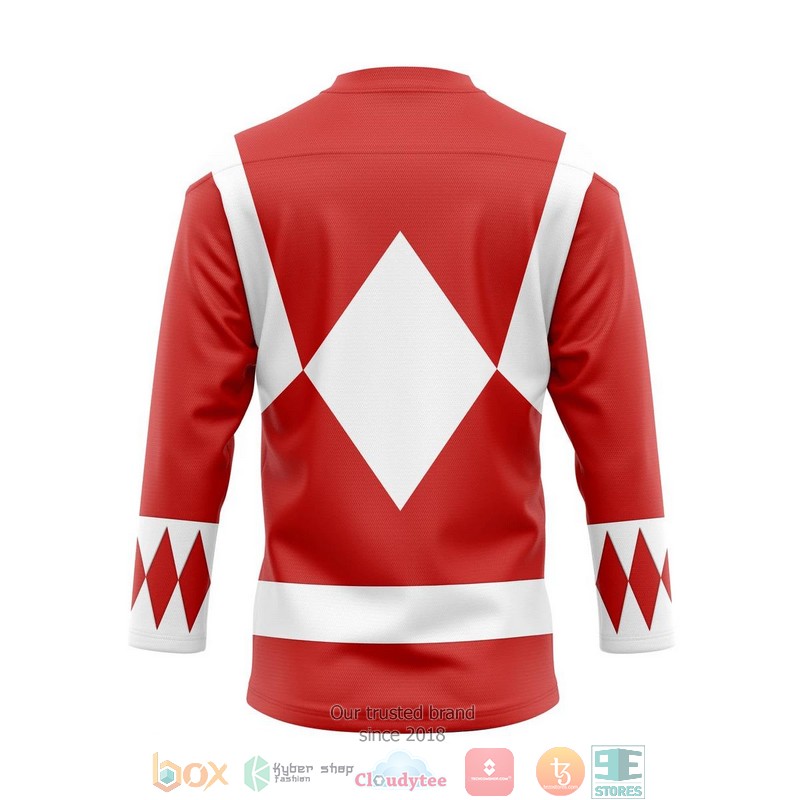 Mighty Morphin Red Power Rangers Hockey Jersey Shirt 2 Mighty Morphin Red Power Rangers Hockey Jersey Shirt 1