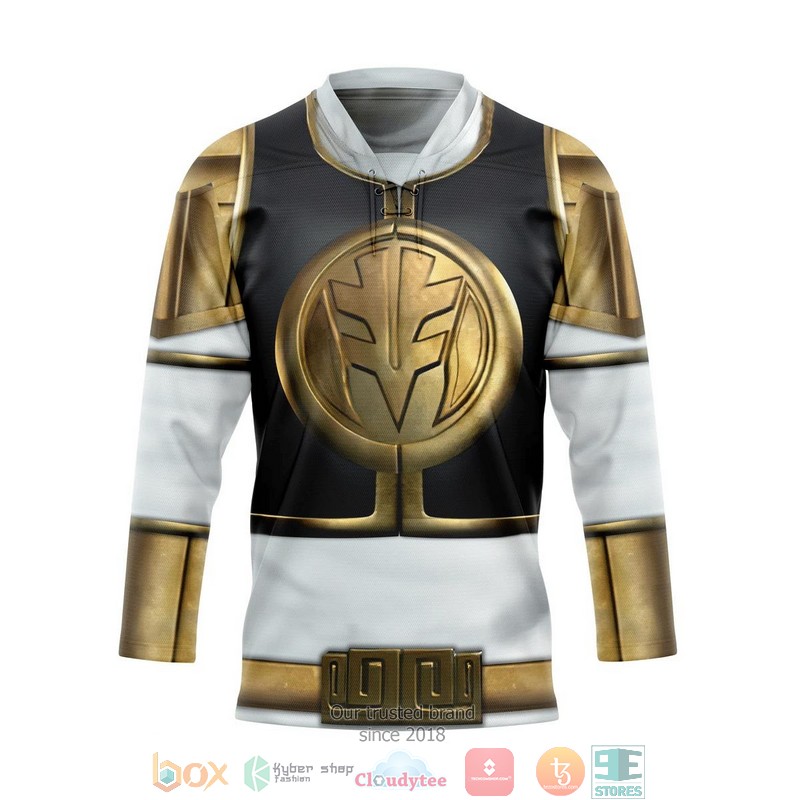 Mighty Morphin White Power Rangers Hockey Jersey Shirt 8 Mighty Morphin White Power Rangers Hockey Jersey Shirt