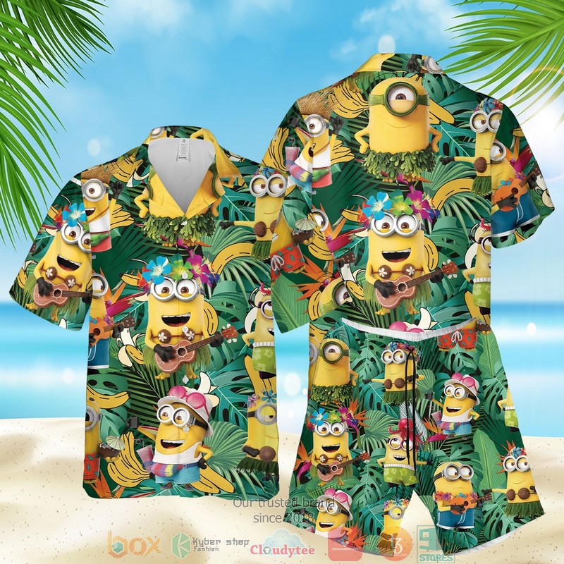 NEW Minions Banana Summer Hawaii Shirt, Shorts 6 Minions Banana Hawaiian Shirt Shorts
