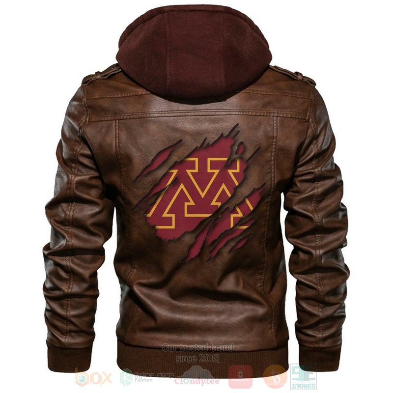 BEST NCAA Teams Minnesota Golden Gophers Brown Motorcycle Rider Zipper Jacket Leather 5 Minnesota Golden Gophers NCAA Brown Motorcycle Leather Jacket