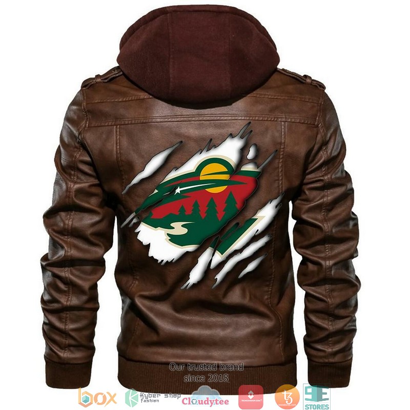 Minnesota Wild NHL Hockey Sons Of Anarchy Brown Motorcycle Leather Jacket