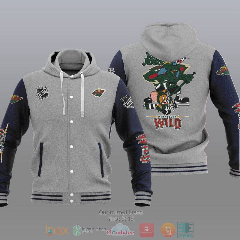 Minnesota Wild NHL Tom And Jerry Baseball Hoodie Jacket 1