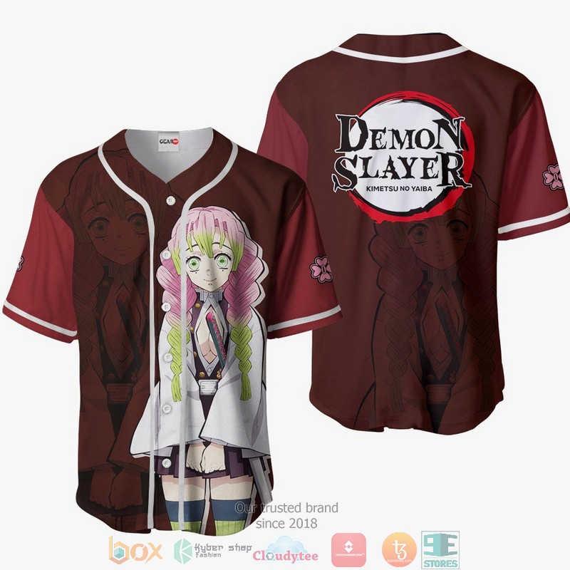 Mitsuri Kanroji Demon Slayer Red Baseball Jersey Shirt 6 Mitsuri Kanroji Demon Slayer Red Baseball Jersey Shirt