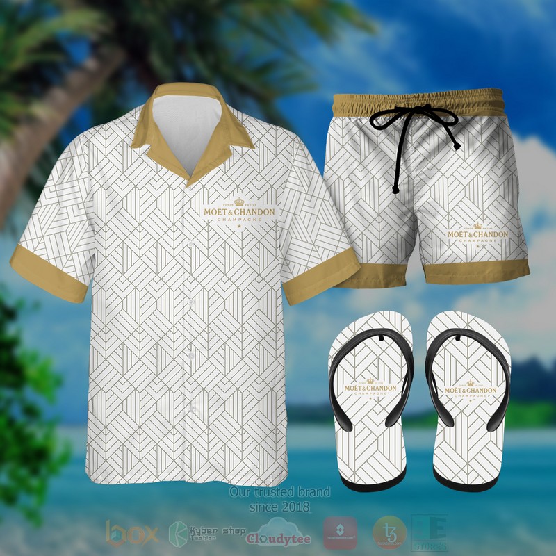 Moet Chandon Hawaiian Shirt Short Flips Flops