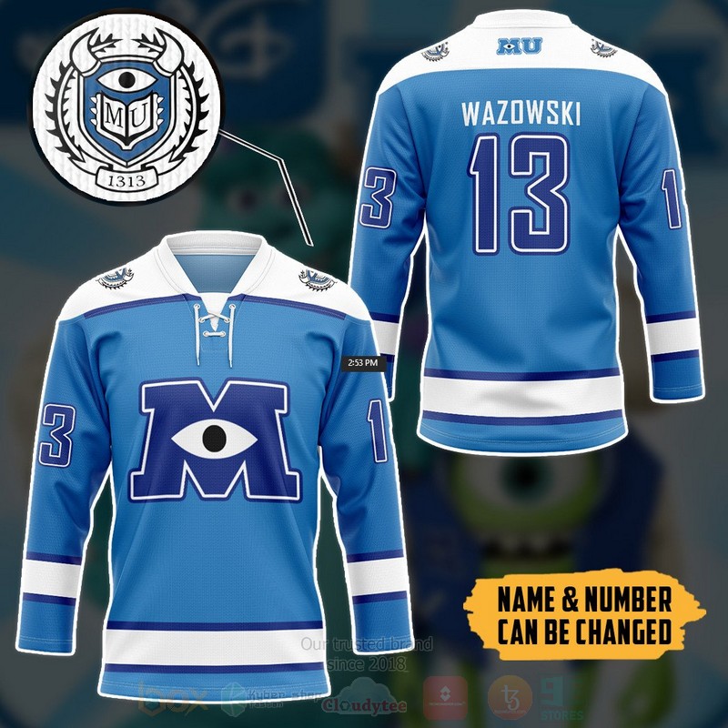 BEST Monsters Uni Blue Personalized Jersey Hockey 3 Monsters Uni Blue Personalized Hockey Jersey 1 2