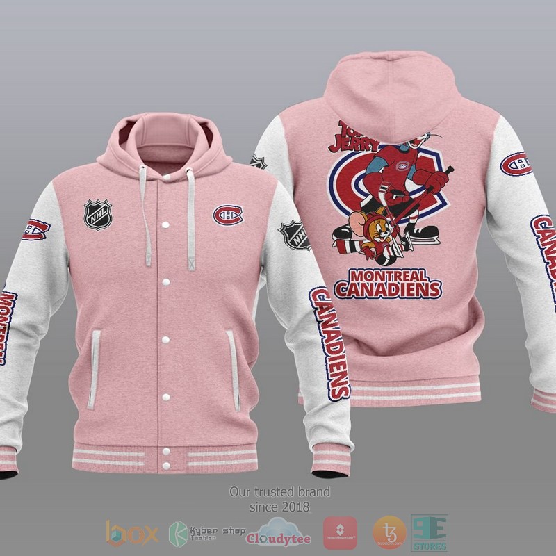 NEW Montreal Canadiens NHL Tom And Jerry Hoodie Baseball Jacket 4 Montreal Canadiens NHL Tom And Jerry Baseball Hoodie Jacket 1 2 3
