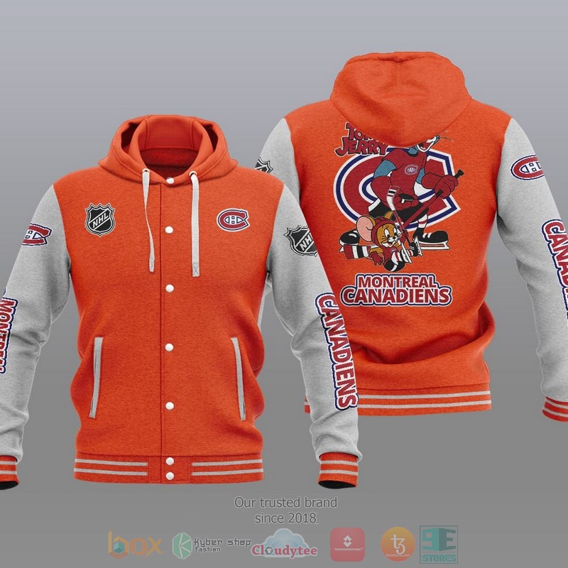 NEW Montreal Canadiens NHL Tom And Jerry Hoodie Baseball Jacket 6 Montreal Canadiens NHL Tom And Jerry Baseball Hoodie Jacket 1 2 3 4 5