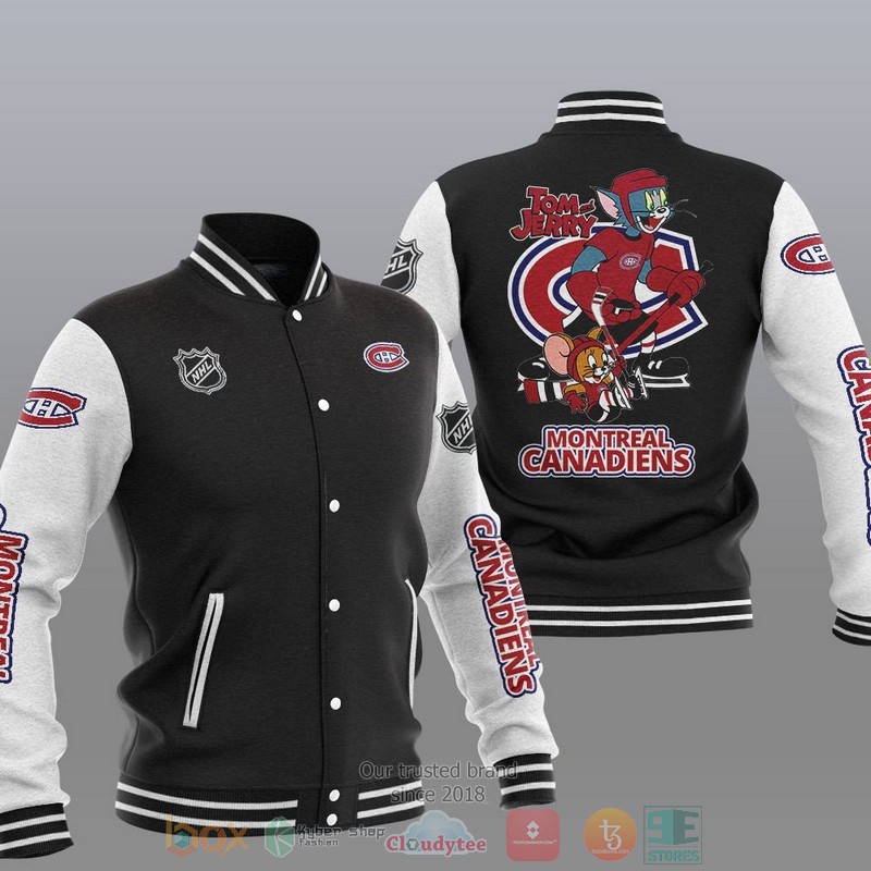 NEW Montreal Canadiens NHL Tom And Jerry Varsity Baseball Jacket 13 Montreal Canadiens NHL Tom And Jerry Baseball Jacket
