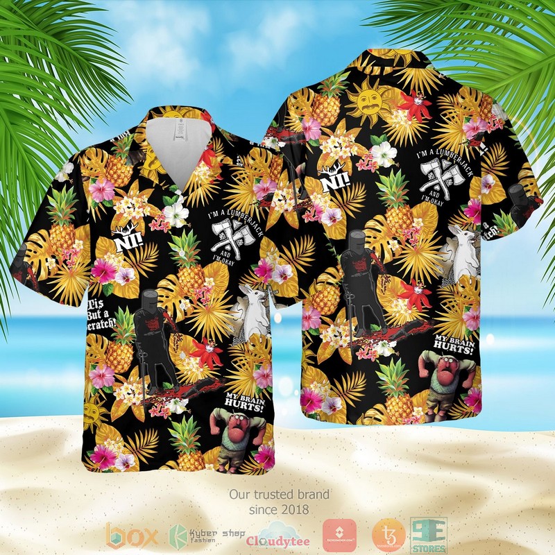 NEW Monty Python pineapple black yellow Summer Hawaii Shirt, Shorts 2 Monty Python pineapple black yellow Hawaiian Shirt Shorts 1