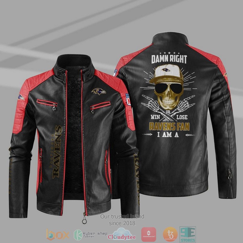 NFL Baltimore Ravens I Am A Ravens Fan Block Leather Jacket 1 2 3