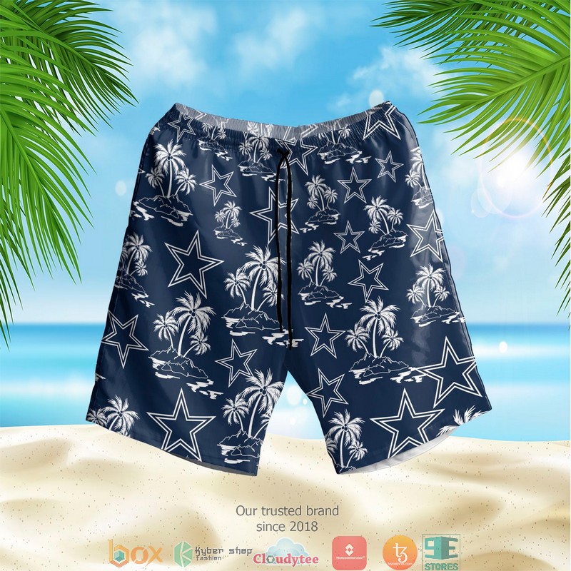 NFL Dallas Cowboys Palm Trees Hawaian Summer Outfit 2 NFL Dallas Cowboys Palm Trees Hawaian Summer Outfit 1