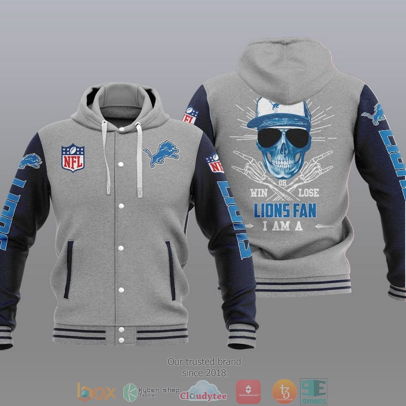 NFL Detroit Lions I Am A Lions Fan Baseball Hoodie Jacket 1