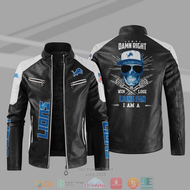 NFL Detroit Lions I Am A Lions Fan Block Leather Jacket