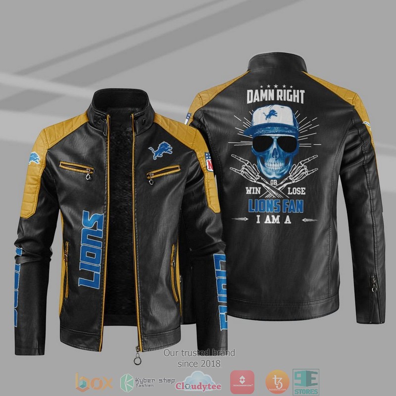 NFL Detroit Lions I Am A Lions Fan Block Leather Jacket 1