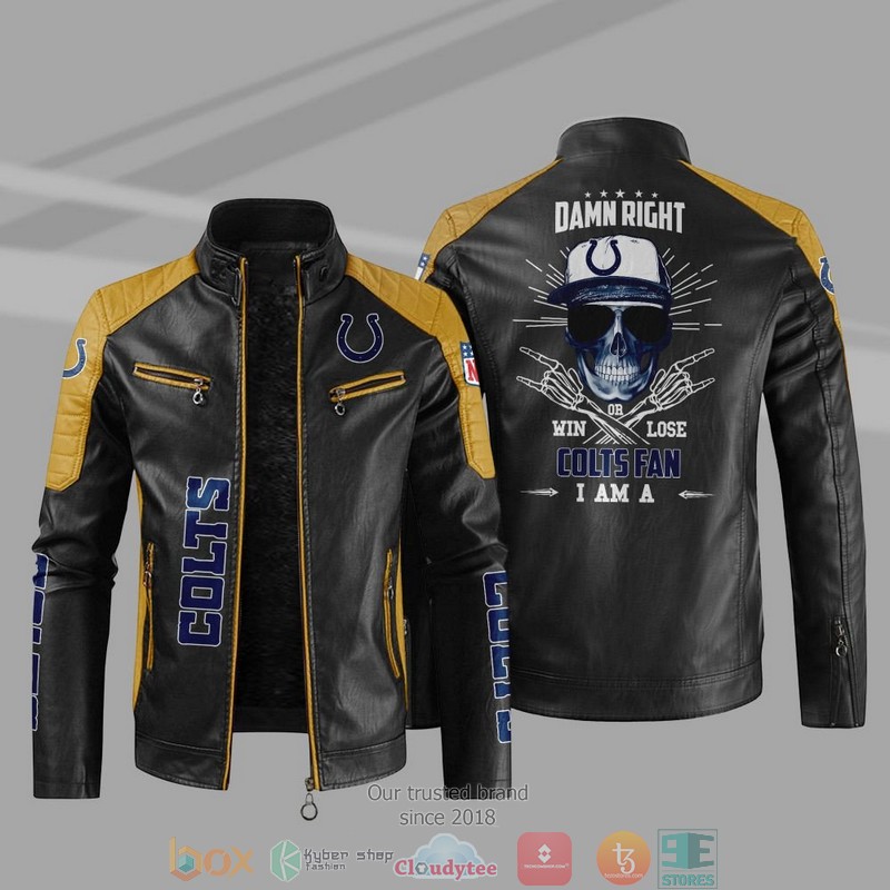 NFL Indianapolis Colts I Am A Colts Fan Block Leather Jacket 1