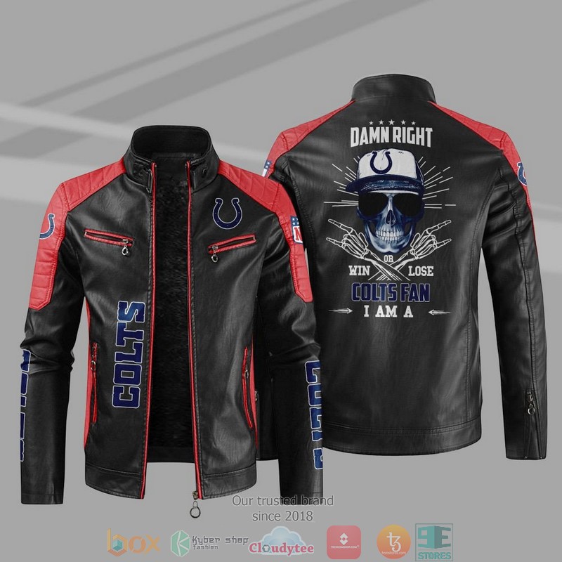 NFL Indianapolis Colts I Am A Colts Fan Block Leather Jacket 1 2 3